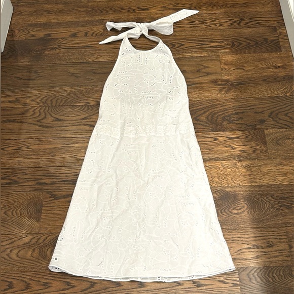 Vanessa Fox Dresses & Skirts - Vanessa Fox White Eyelet Sleeveless Sundress with Halter Neckline